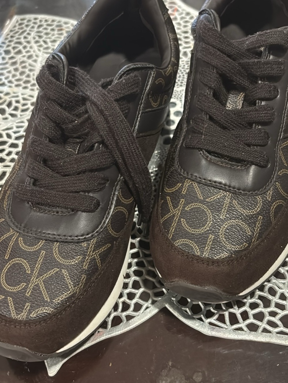 Calvin Klein Kids Dark Brown Logo Sneakers